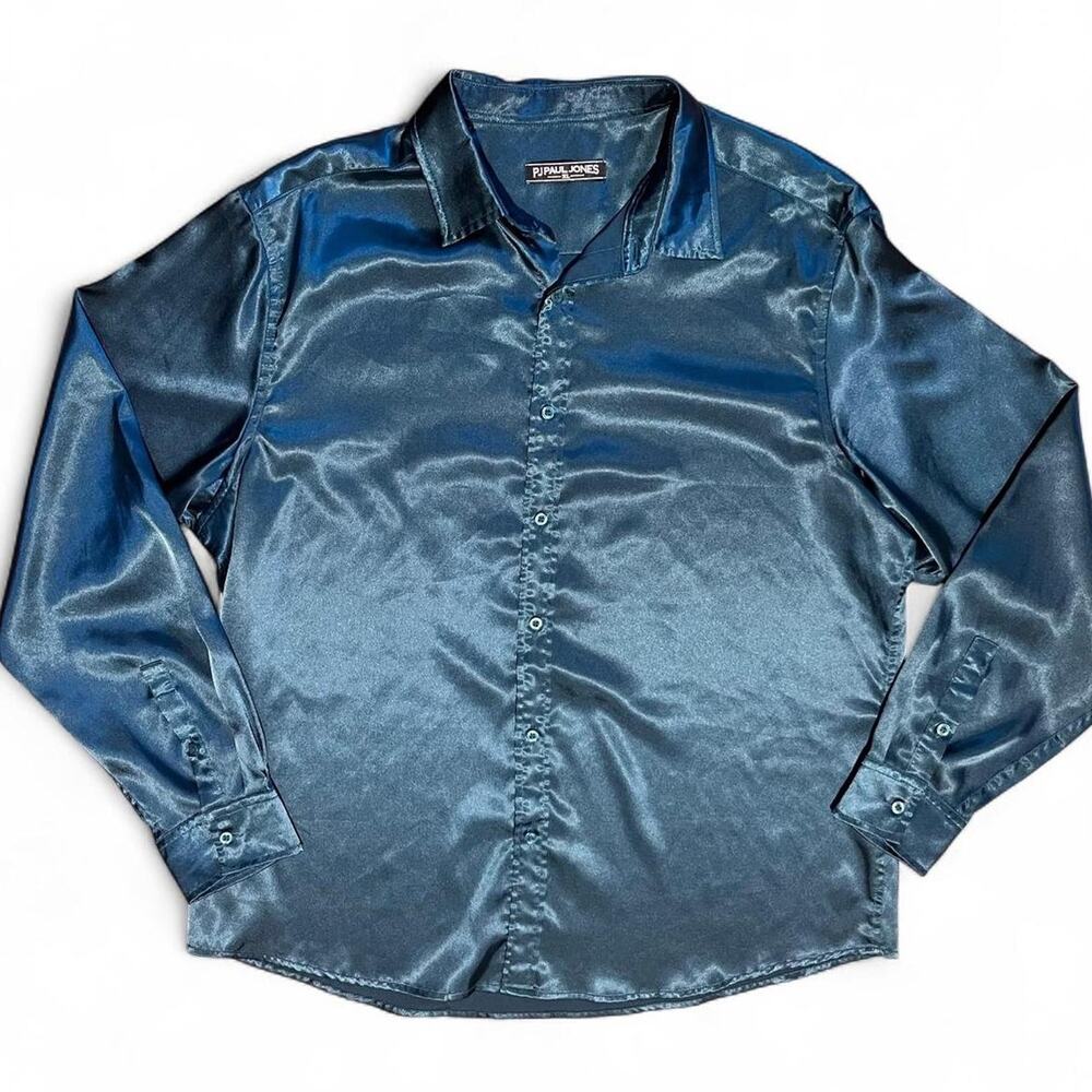 Paul Jones Mens Shirt XL Blue Button Down Long Sleeve Casual Designer